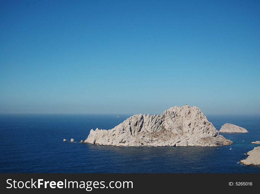 Some islands in the blue sea near Marcel in France