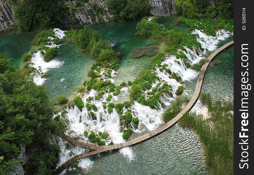 Waterfall in Croatia with green trees