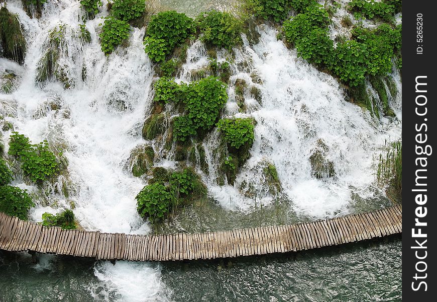 Waterfall in Croatia with green trees