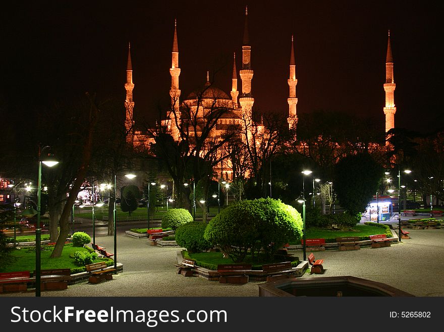 Night view of Blue Mosque (Sultan Ahmed Mosque), Isanbul,Turkey. Night view of Blue Mosque (Sultan Ahmed Mosque), Isanbul,Turkey