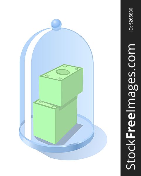 Vector illustration of money under glass. Vector illustration of money under glass