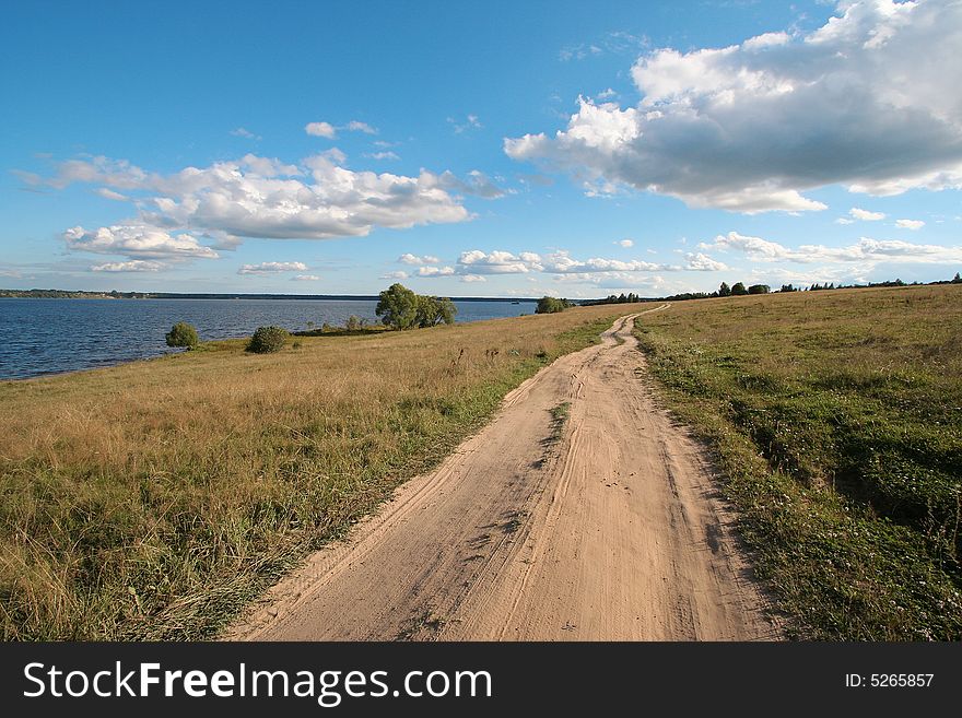 Landscape with russian country road