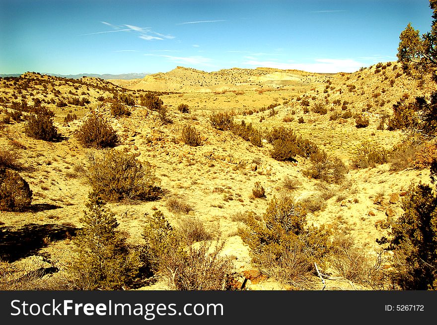 Dry, high desert view in New Mexico. Dry, high desert view in New Mexico.