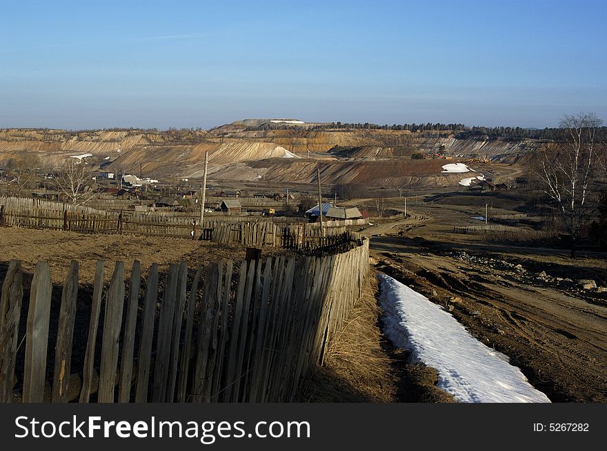 Russia, Bashkiria, Ural village of mining, sandpit