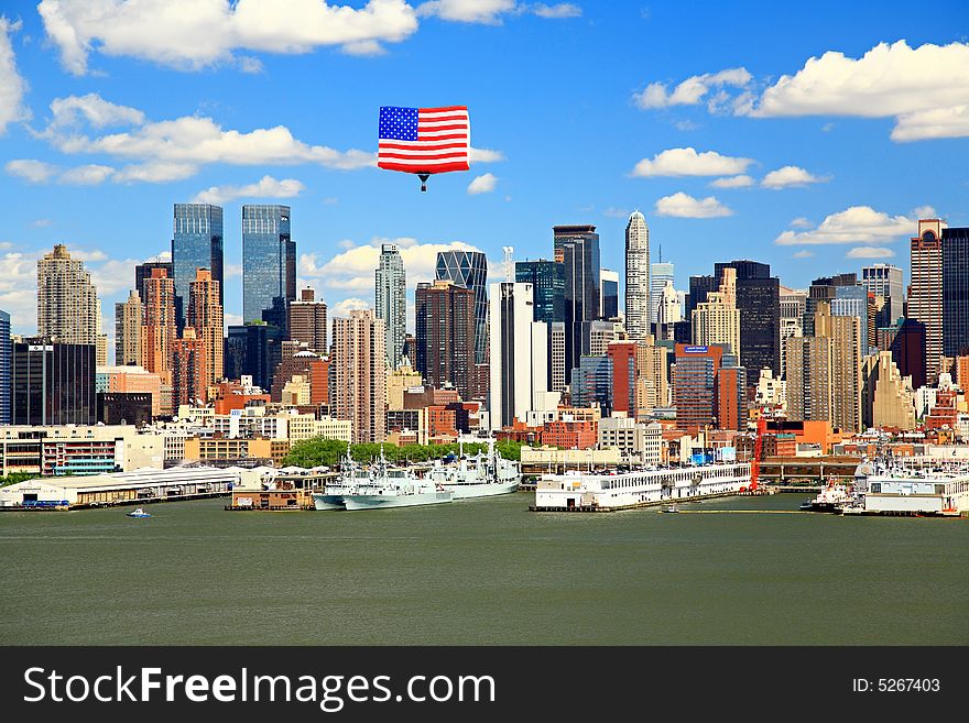 The Mid-town Manhattan Skyline viewed from New Jersey side