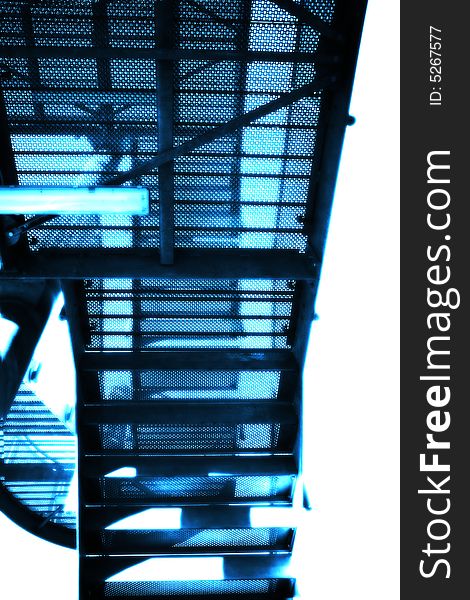 Abstract modern blue metal stairs