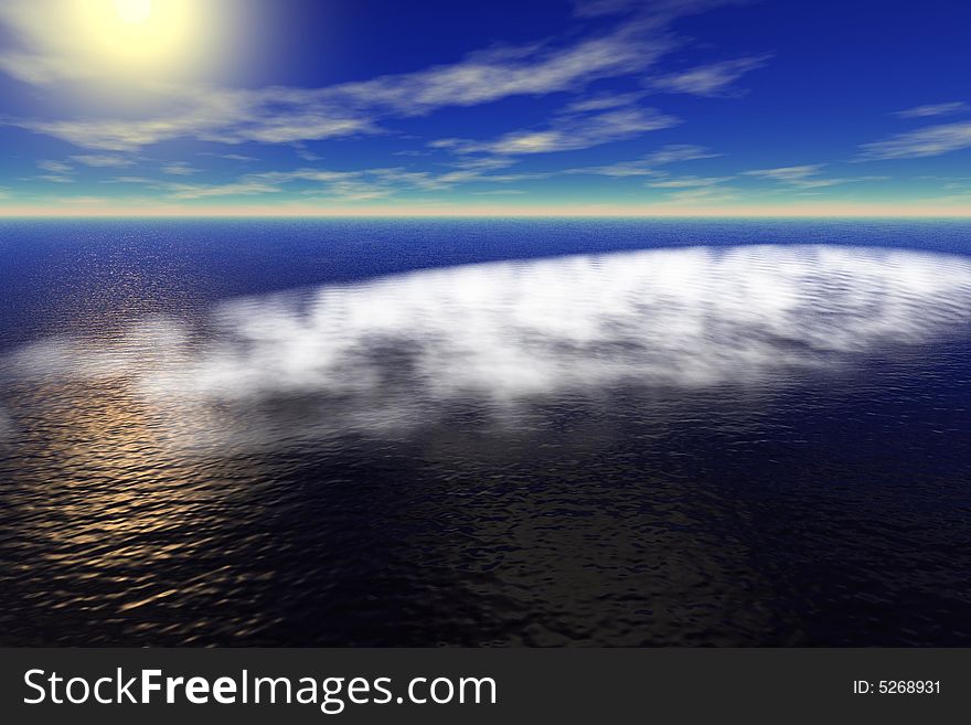 Fog in the middle of the ocean