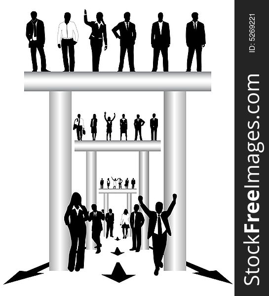 Illustration of business people and pi