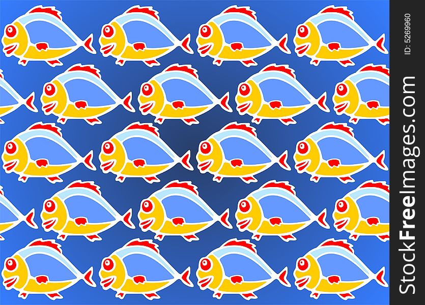 Funny fish pattern on a dark blue background. Funny fish pattern on a dark blue background.