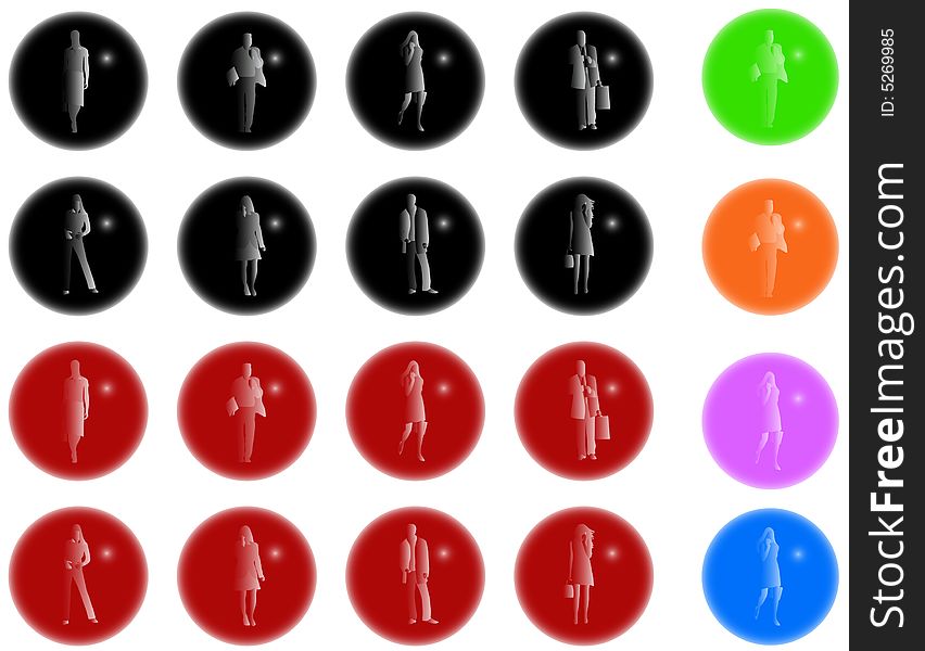 Illustration of people buttons, colorful