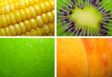 Texture Corn, Kiwi, Apple, Peach Stock Images Texture Corn, Kiwi, Apple, Peach Stock Images