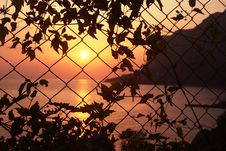 Sunset Behind The Grid Royalty Free Stock Photo