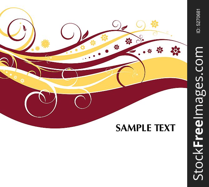 Abstract background with dark claret and yellow waves. Vector. Abstract background with dark claret and yellow waves. Vector