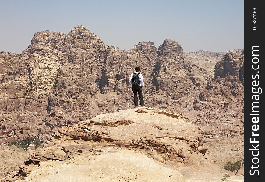 Archaeological site of Petra in Jordan surrounded by beautiful mountains. Archaeological site of Petra in Jordan surrounded by beautiful mountains