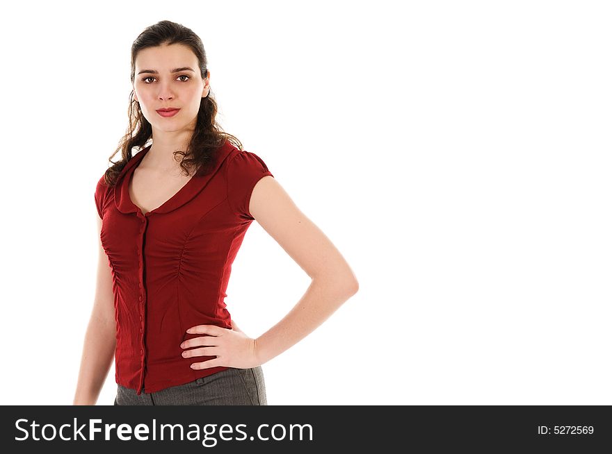 Pretty woman in fashion on white background. Pretty woman in fashion on white background