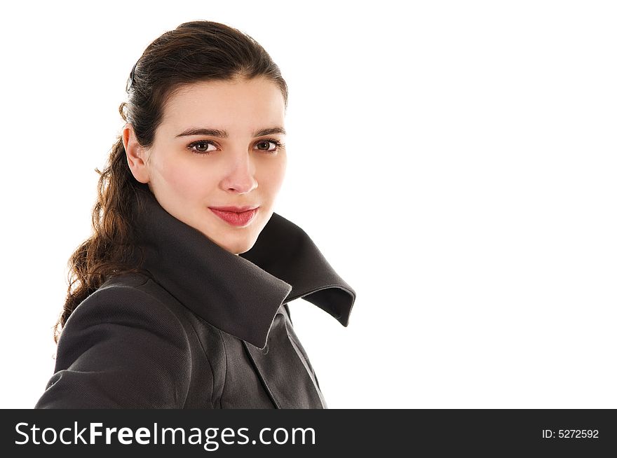 Pretty woman in fashion on white background. Pretty woman in fashion on white background