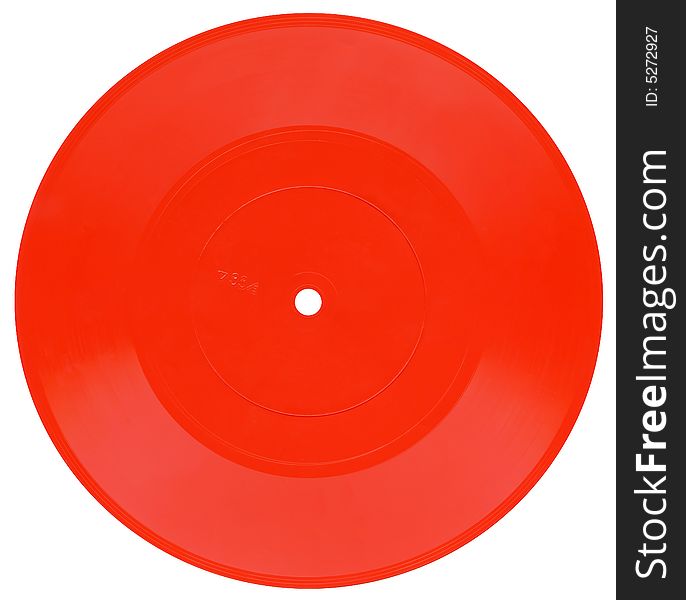 Red vintage vinyl record isolated on white