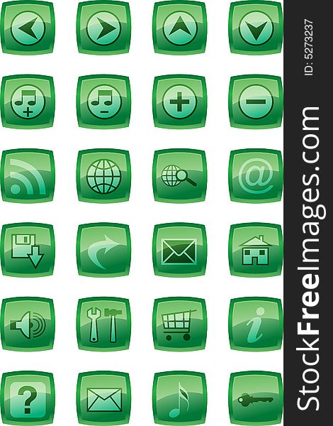 Vector illustration of glossy multimedia icon set