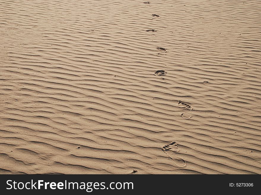 Foots track on the sand
