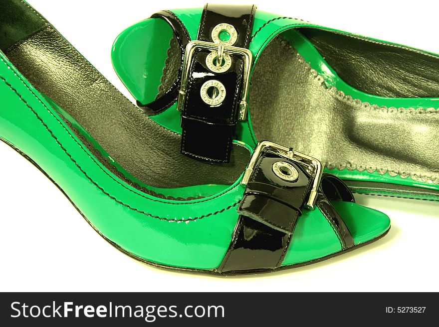 Green High-heeled shoes
