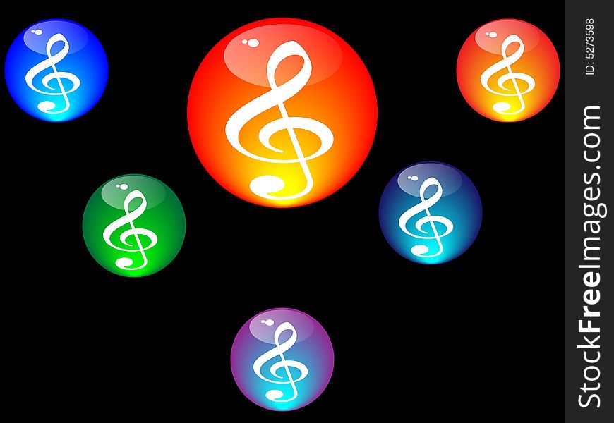 Treble clef bubble vector illustration. Treble clef bubble vector illustration