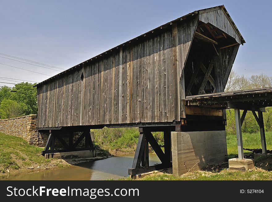 An Old Covered Bridge Over a Creek