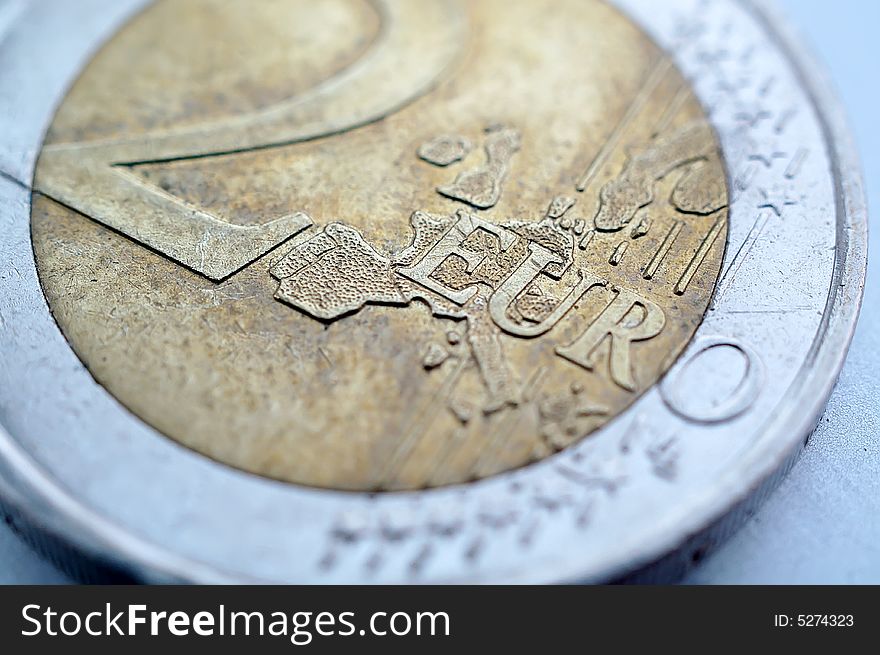 Euro coin as macro photo