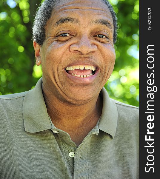 Portrait of a african american male outdoors.