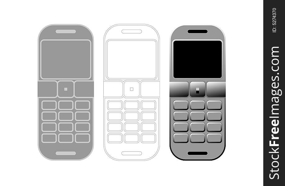 Grey picture of simple phone. Grey picture of simple phone