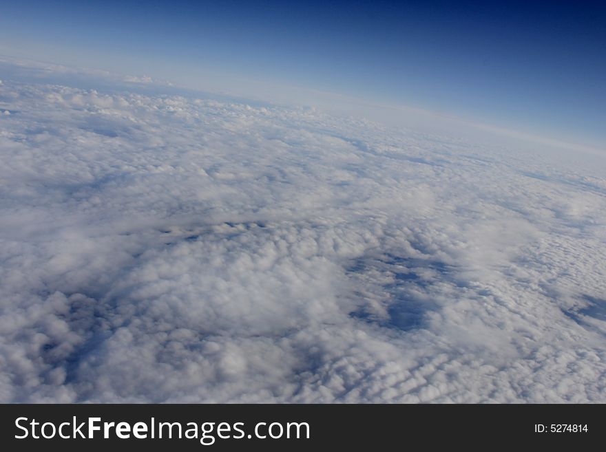 Atmospheric view of clouds with empty sky above