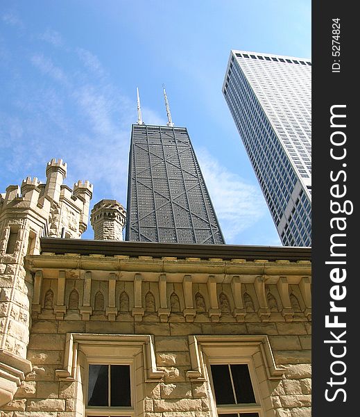 A view of the Chicago skyline including the John Hancock Building.