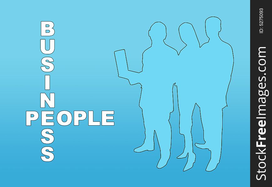 Blue and white business people silhouettes