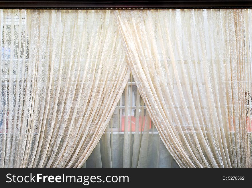 Old semi transparent double side light curtains. Old semi transparent double side light curtains