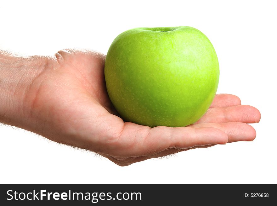 Man Holding Delicious Green Apple