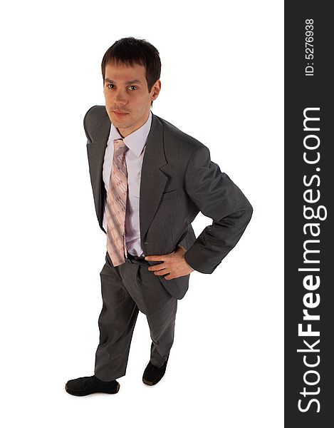 Young businessman posing isolated on white