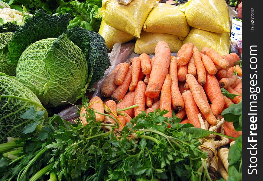 Carrot And Cabbage Vegetable Selling At Piazza