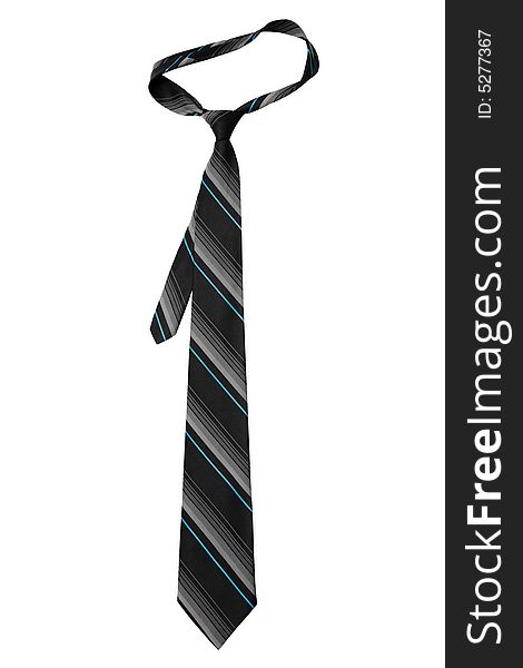 Fashionable striped necktie on a white background