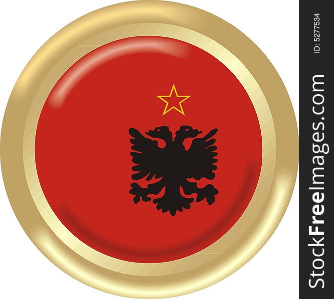 Art illustration: round medal with the flag of albania