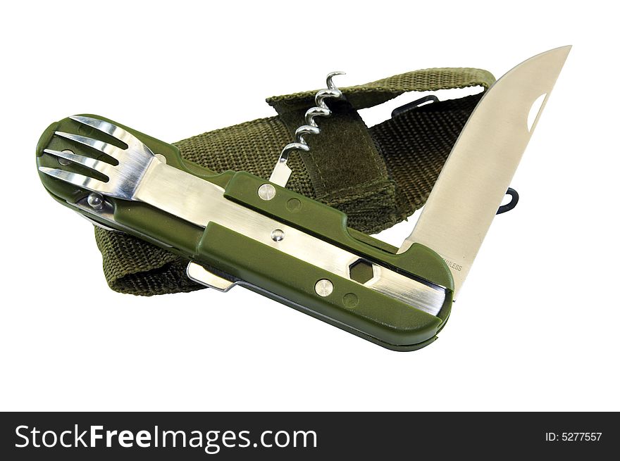 Collapsible, marching knife in a cover. Collapsible, marching knife in a cover