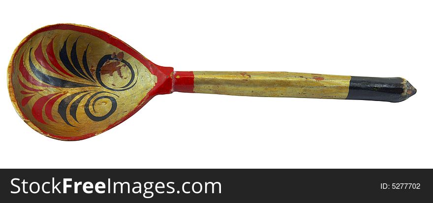 Ancient wooden spoon with patterns
