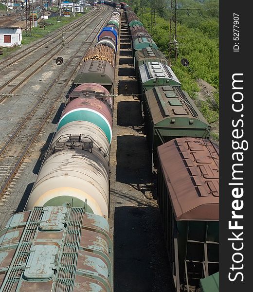 Train on railway in Russian rides