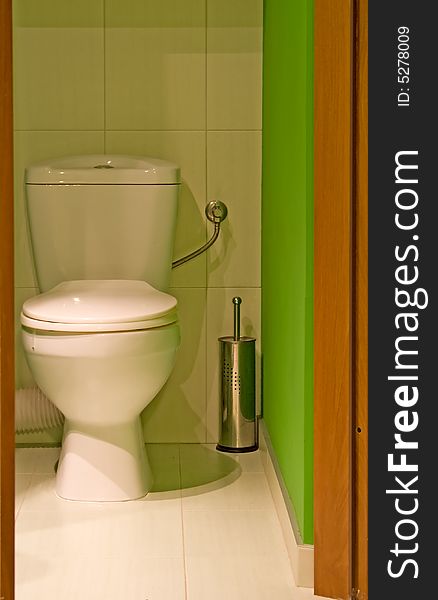 Green interior, toilet in house. Green interior, toilet in house