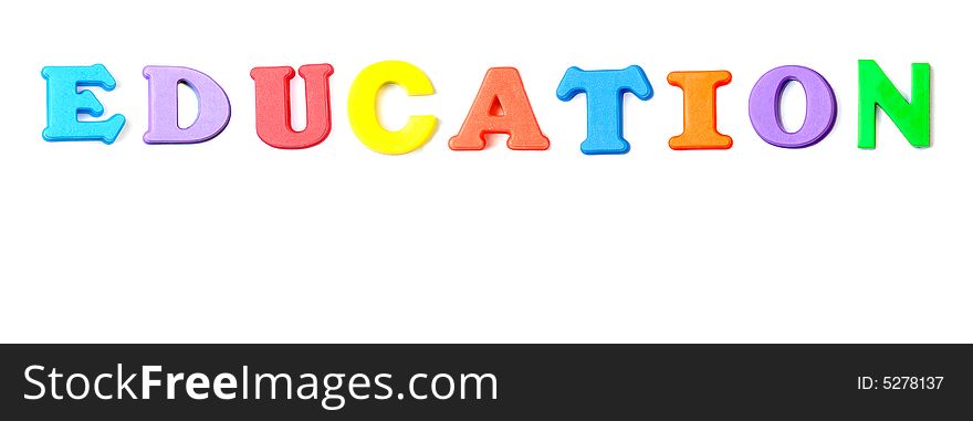 Colored letters spelling the word Education