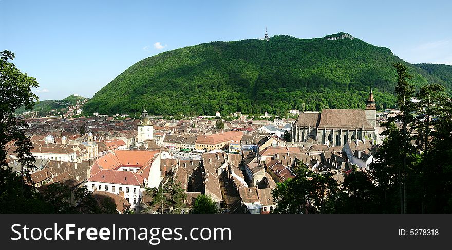 Center of the old town of Brasov City (Transilvania, Romania). In background you can see Tampa mountain (955 m). Center of the old town of Brasov City (Transilvania, Romania). In background you can see Tampa mountain (955 m)