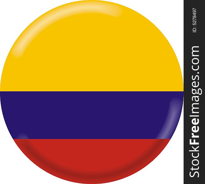 Art illustration: round medal with the flag of colombia