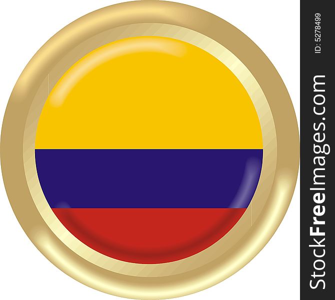 Art illustration: round medal with the flag of colombia