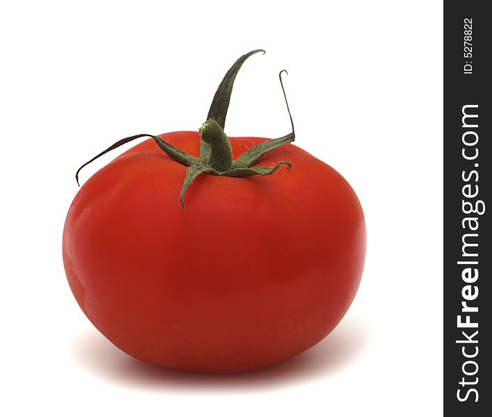 Fresh red tomato on white background