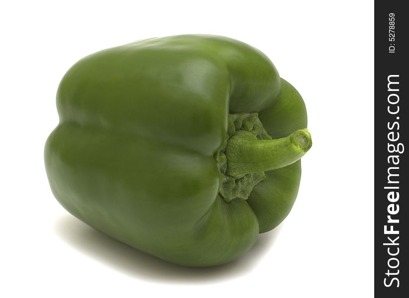 Fresh green sweet pepper on white background