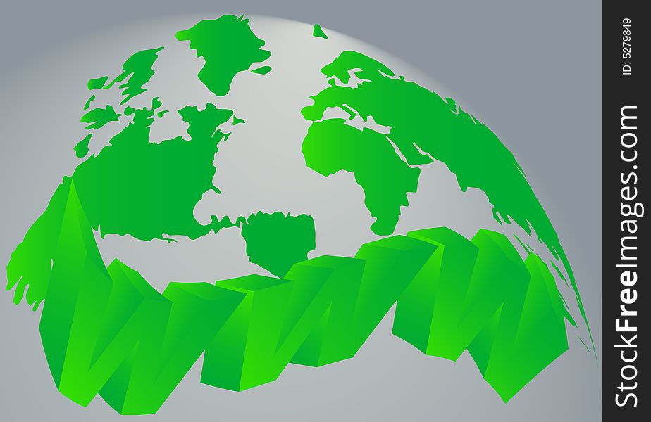 Illustration of map and internet, green