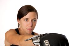 Free Woman In Gym Clothes, With Boxing Gloves, Strength Stock Photo - 5282430